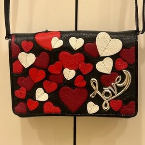 Brighton red white black leather hearts amore “love" bag purse wallet organizer